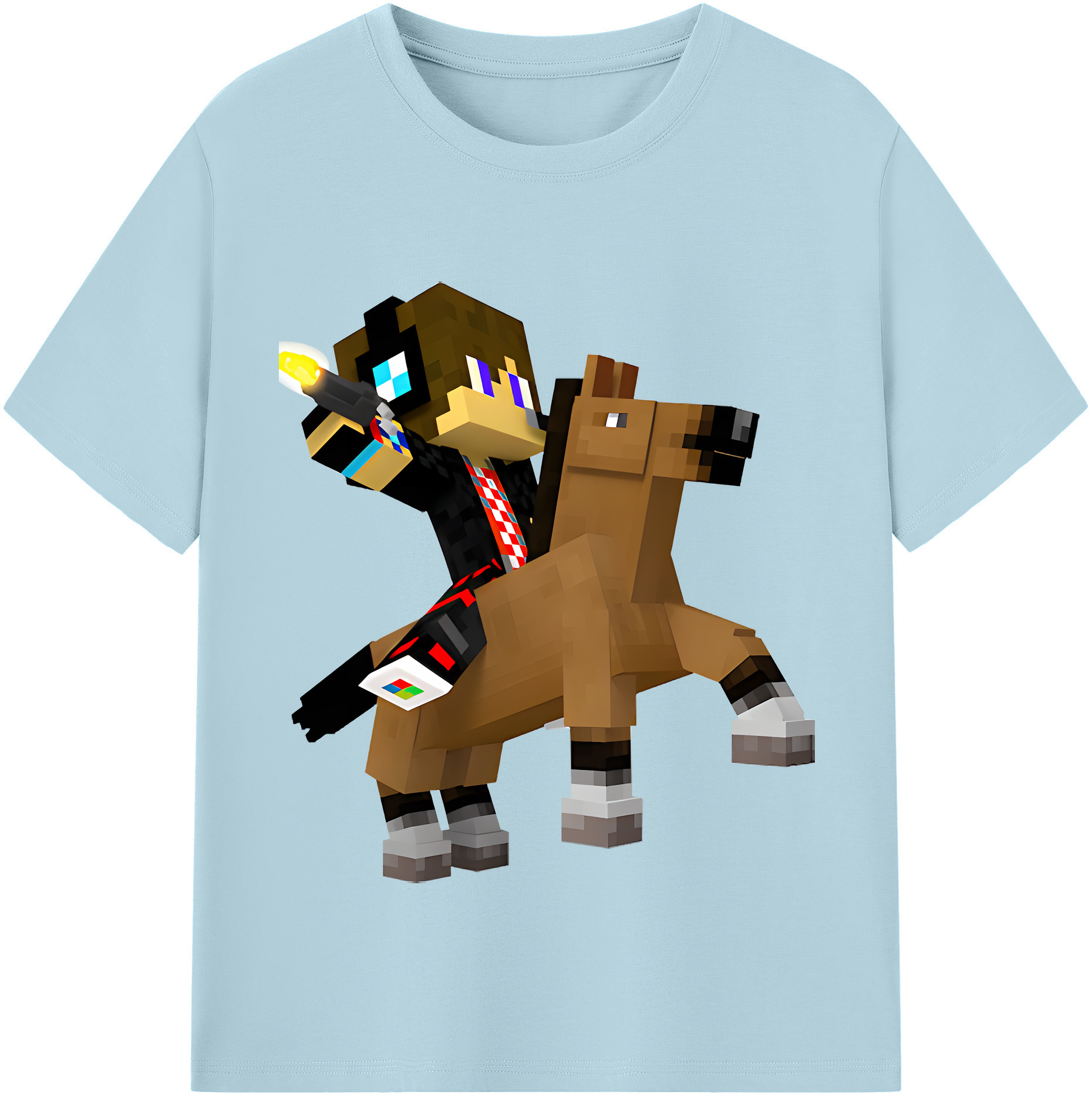 （画像用） マインクラフト ブロックの世界 Minecraft MC Block world 綿100％半袖Tシャツ（フロントプリント）